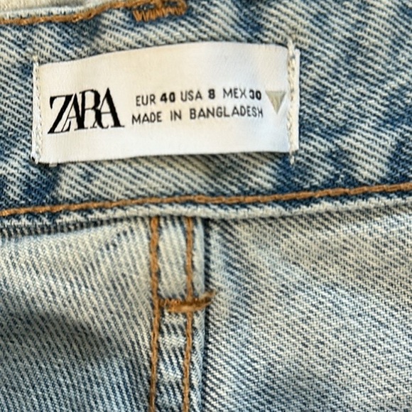 Zara Wide Leg Distressed Light Wash Jeans - Picture 3 of 4